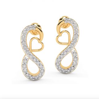 Heart Infinity Design Diamond Stud Earring